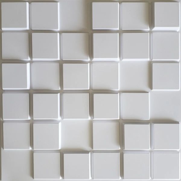 Placa 3d texturizada branca com cubos