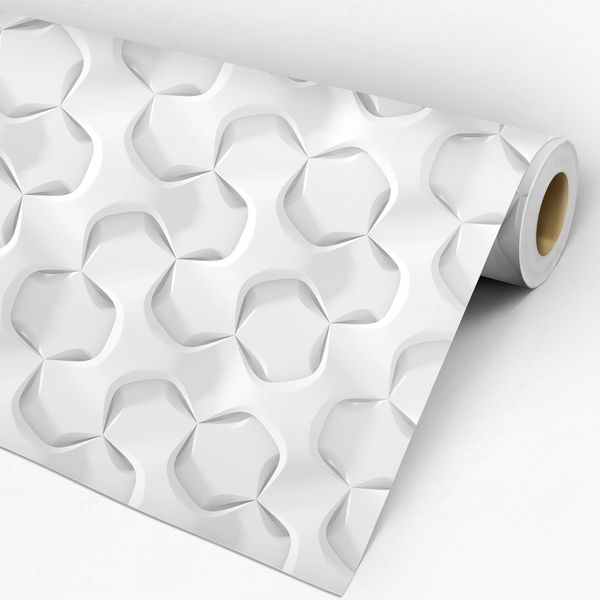 Rolo de papel de parede adesivo 3d cinza e branco spinner