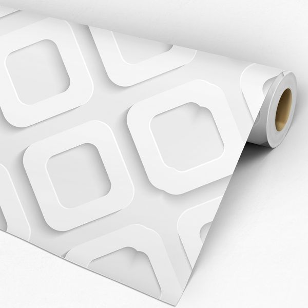 Rolo de papel de Parede Adesivo 3D Cinza e Branco Losangos