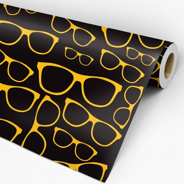 Rolo de papel adesivo casual  preto com óculos amarelos