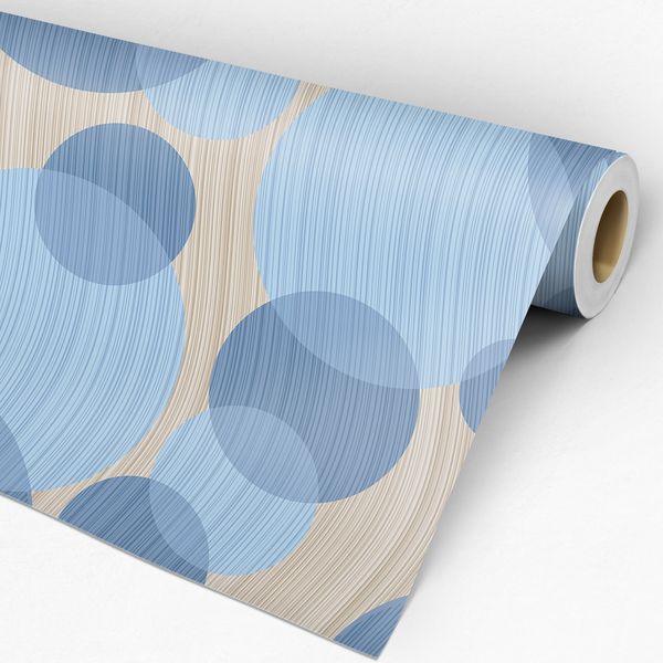 Rolo de papel de parede adesivo geométrico círculos azuis