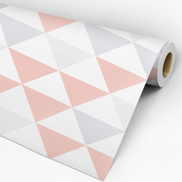 rolo de papel de parede adesivo geométrico para sala cores pastéis