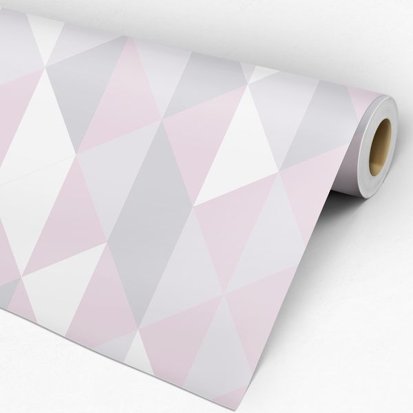 Rolo de Papel de parede cores pasteis em padrões geométricos