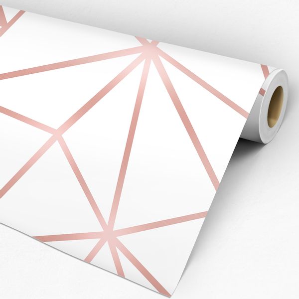 rolo papel de parede geometrico triangulo rosa zara