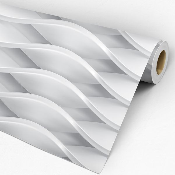 Rolo de papel de parede ondas 3d cinza