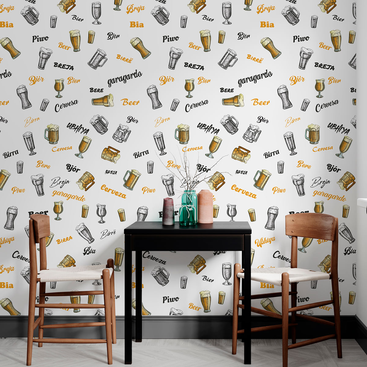 Papel de Parede Adesivo Gourmet Bar Cerveja Drink Vintage - Medidas: 48 x 150 cm