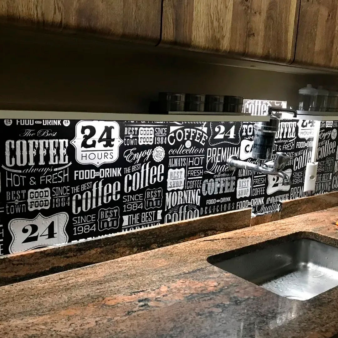 Papel de Parede Adesivo Gourmet Cafeteria Good Food Coffe Café - Medidas: 48 x 300 cm