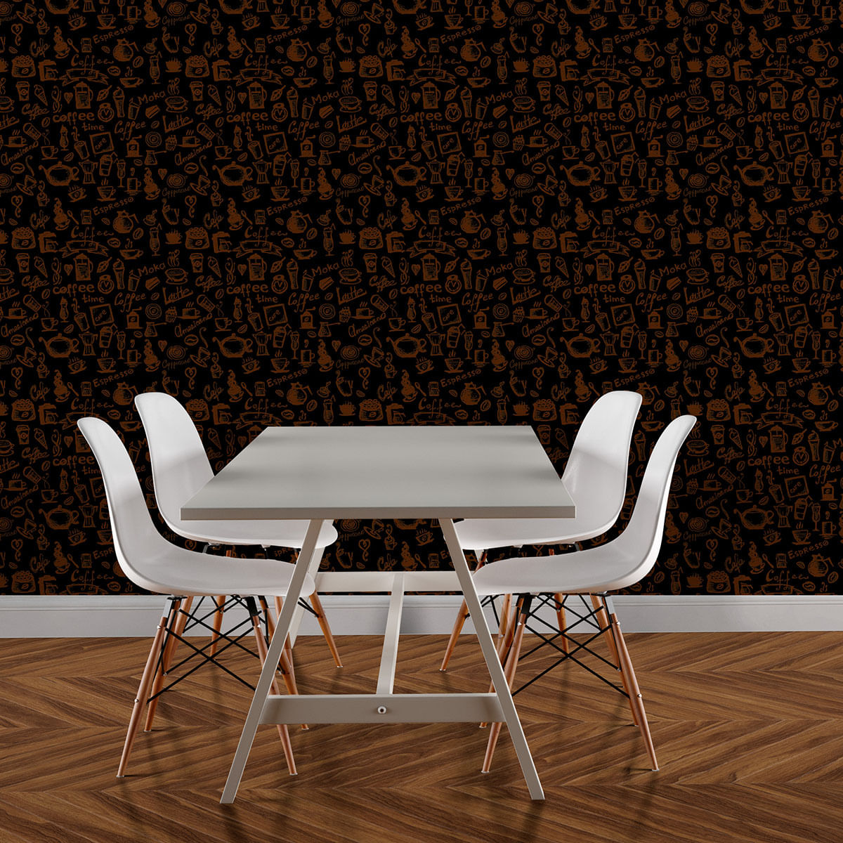 Papel de Parede Adesivo Gourmet Preto Cafeteria Café Coffee - Medidas: 48 x 300 cm