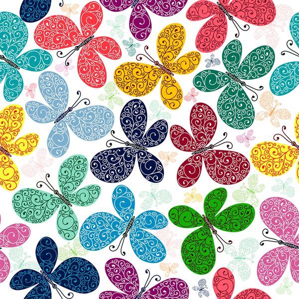 Estampa papel de parede adesivo teen ilustração de borboletes coloridas