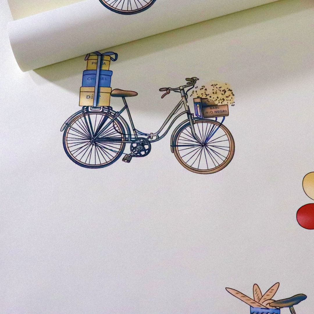 Papel de Parede Infantil Bicicleta - Medidas: 10 metros x 53 cm