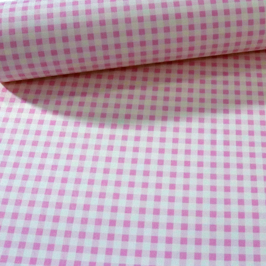 Papel de Parede Infantil Quadriculado Rosa - Medidas: 10 metros x 53 cm