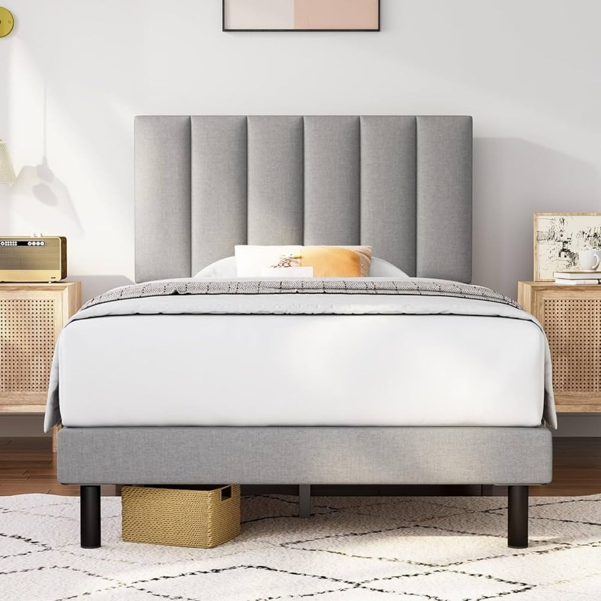 Cabeceira de Cama Modulada Estofada 60 x 20 cm - Cor: Cinza