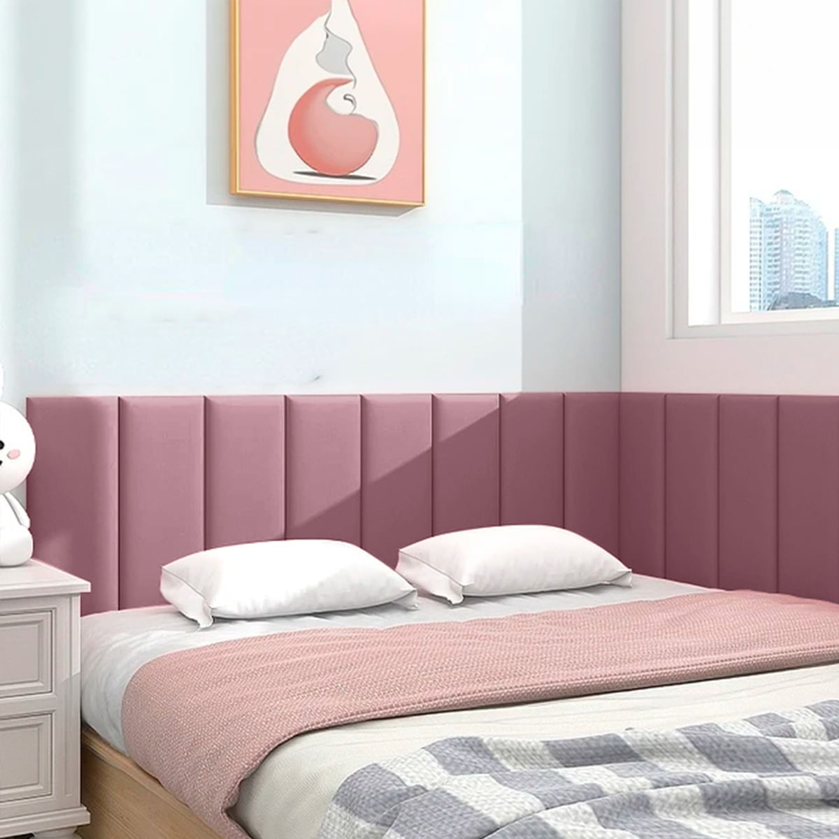 Cabeceira de Cama Modulada Estofada 60 x 20 cm - Cor: Rose Gold