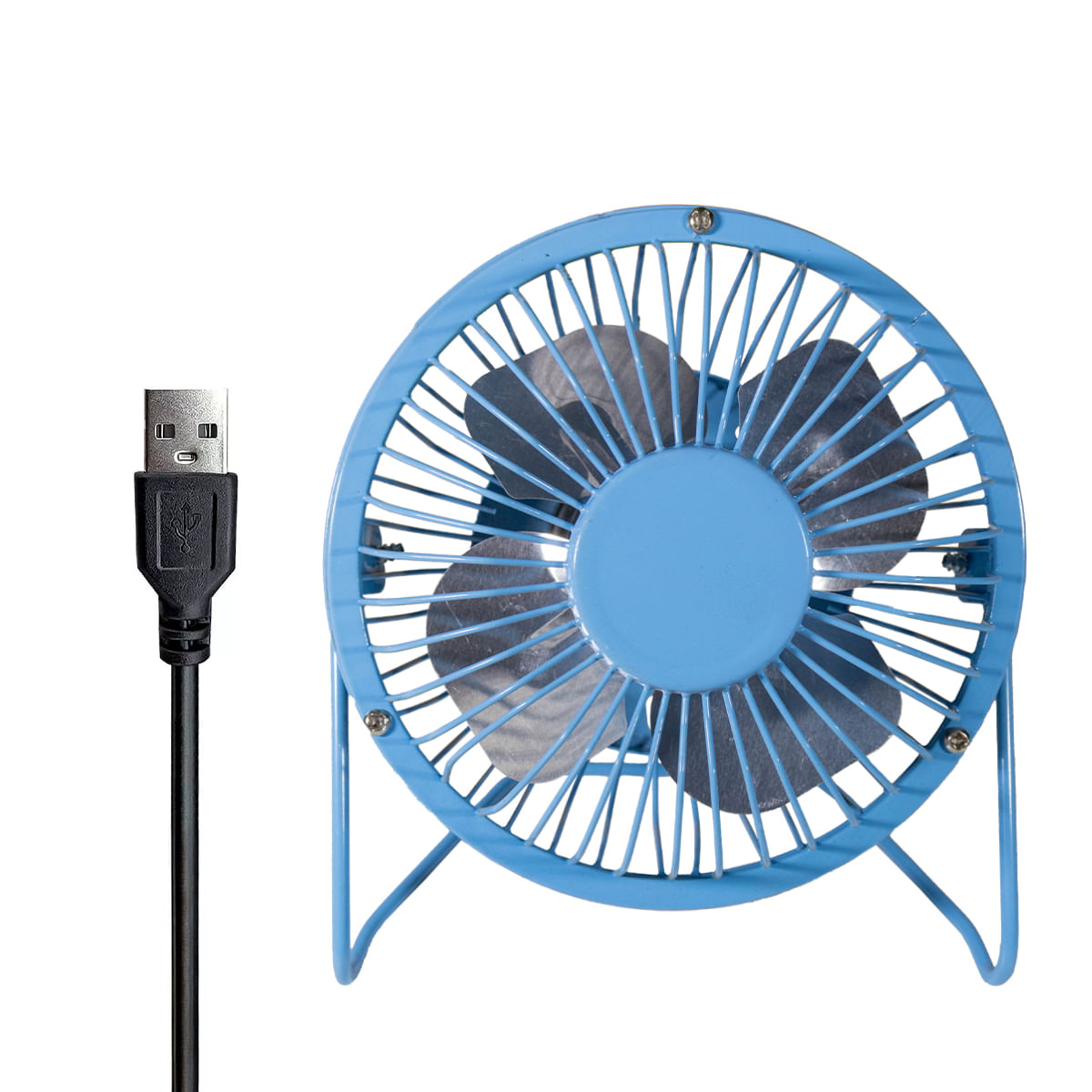 Mini Ventilador USB Portátil de Mesa em Metal com 2,5W - Cor: Azul