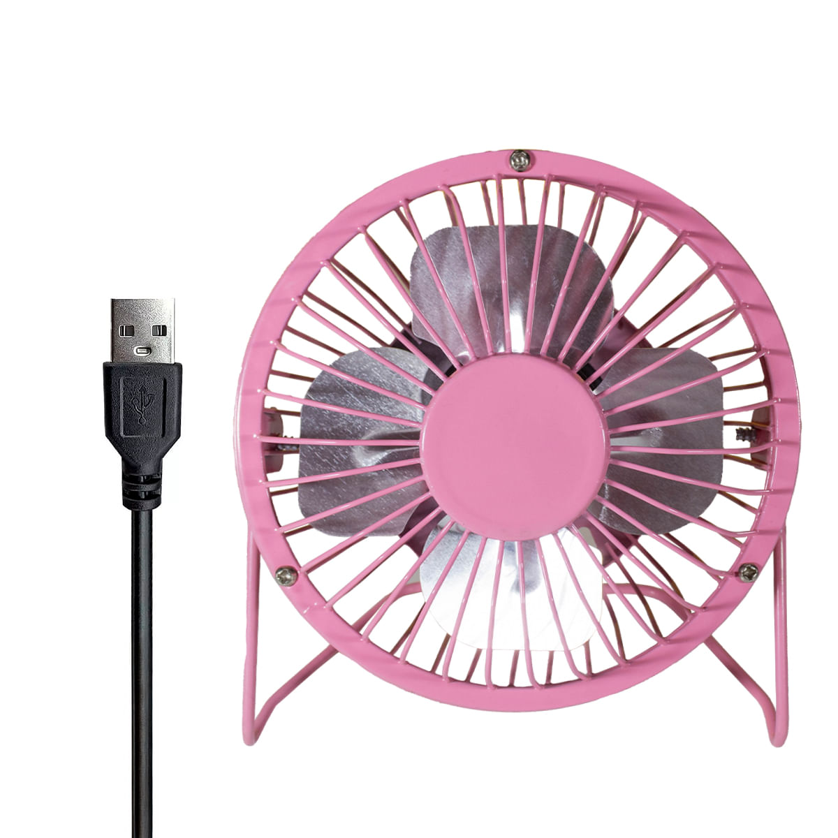 Mini Ventilador USB Portátil de Mesa em Metal com 2,5W - Cor: Rosa
