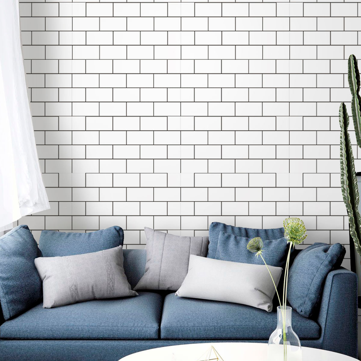 Painel Decorativo Adesivo Flexível Tijolo Branco 1,20 m x 3 Metros
