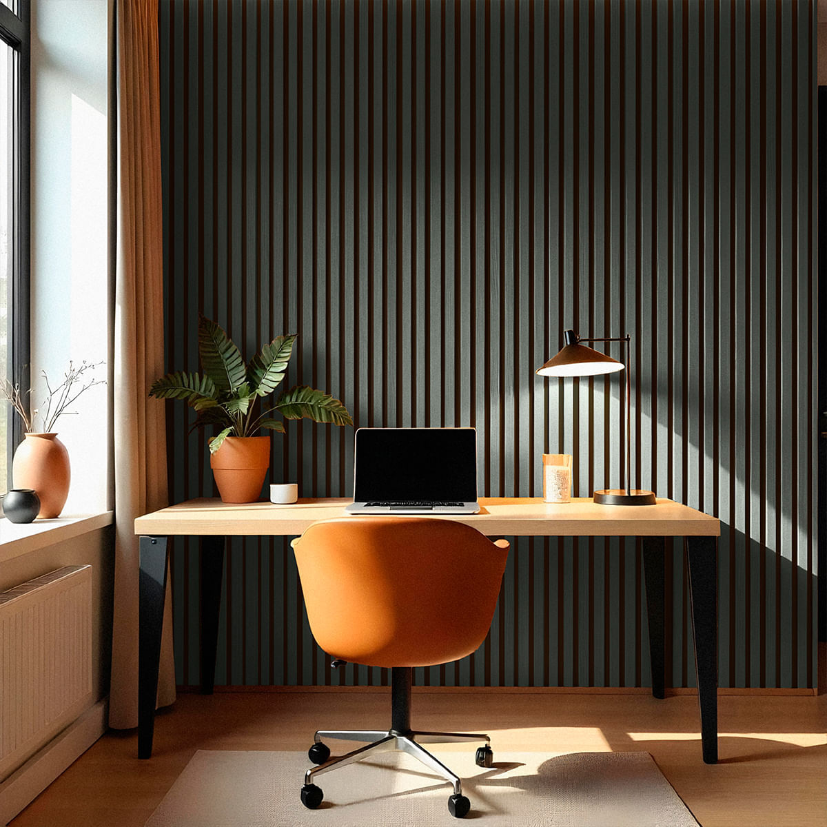 Painel Ripado Flexível Adesivo Decorativo Amadeirado 10 cm x 2,5 Metros - Cor: Cinza
